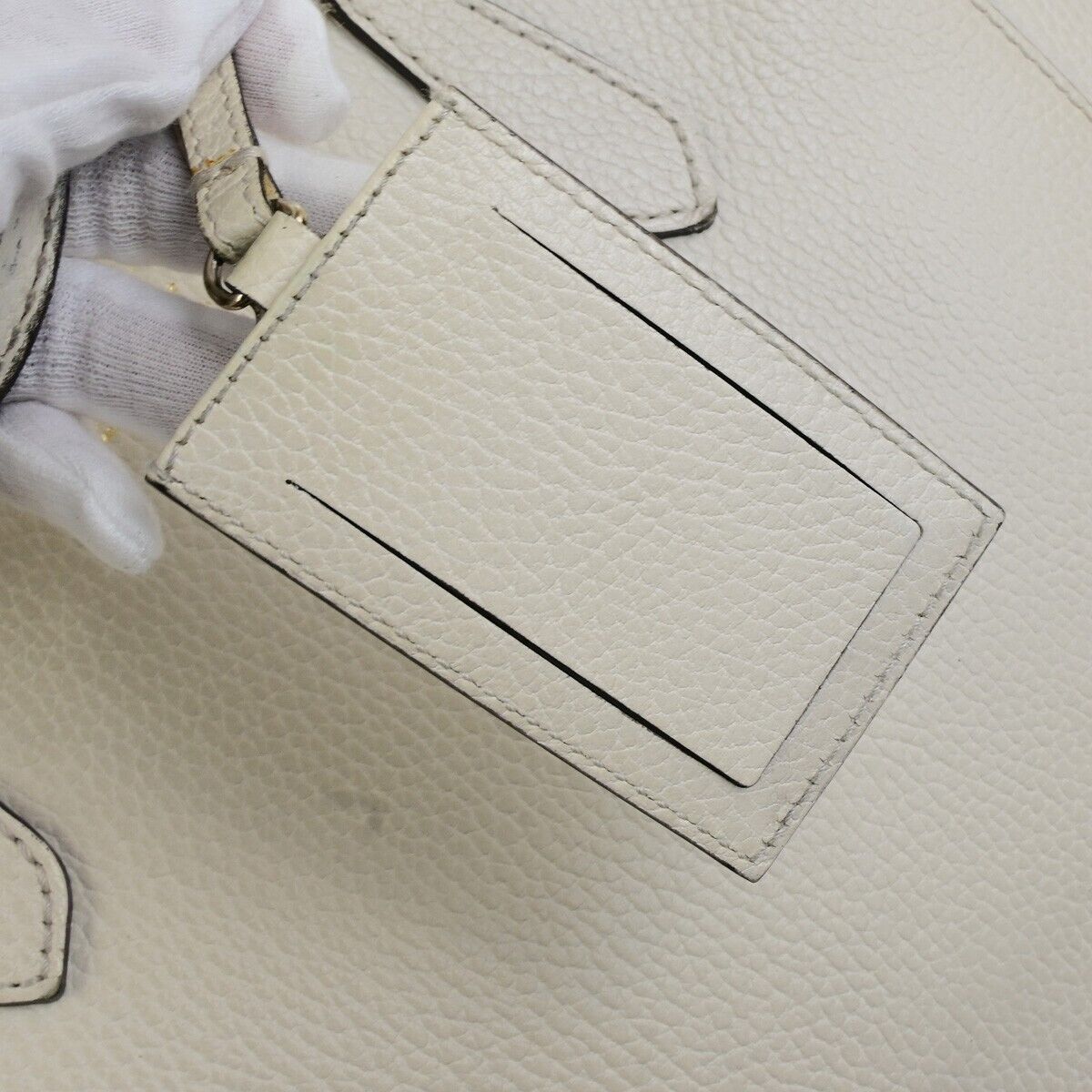 GUCCI Logo Swing 2Way Shoulder Hand Tote Bag Leather White Italy 62FB451