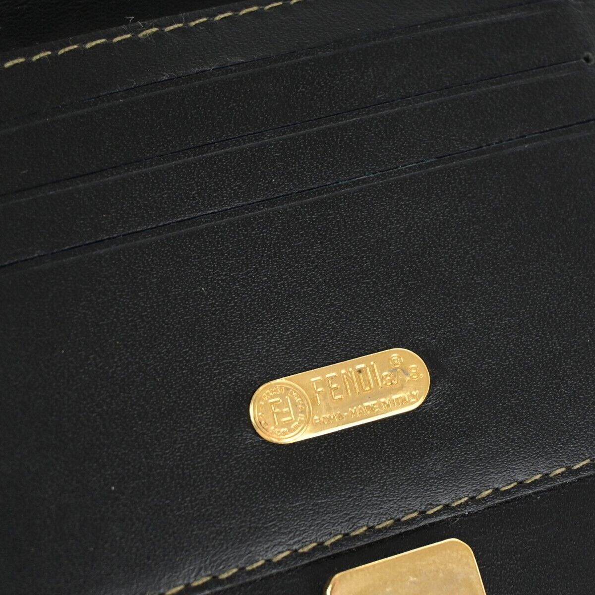 FENDI Logo Zucca Pattern Bifold Wallet Purse PVC Leather Brown GHW Italy 01YE168