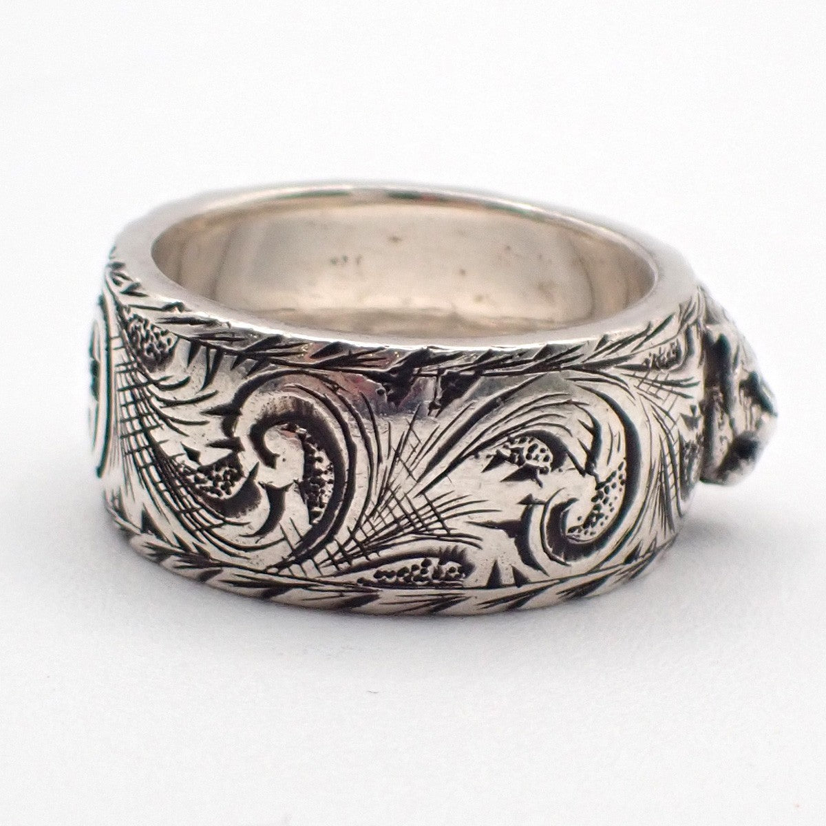 GUCCI GG Logo Tiger Head Ring Silver 925 Size JP 15/ US 7.5 Italy 63RL804