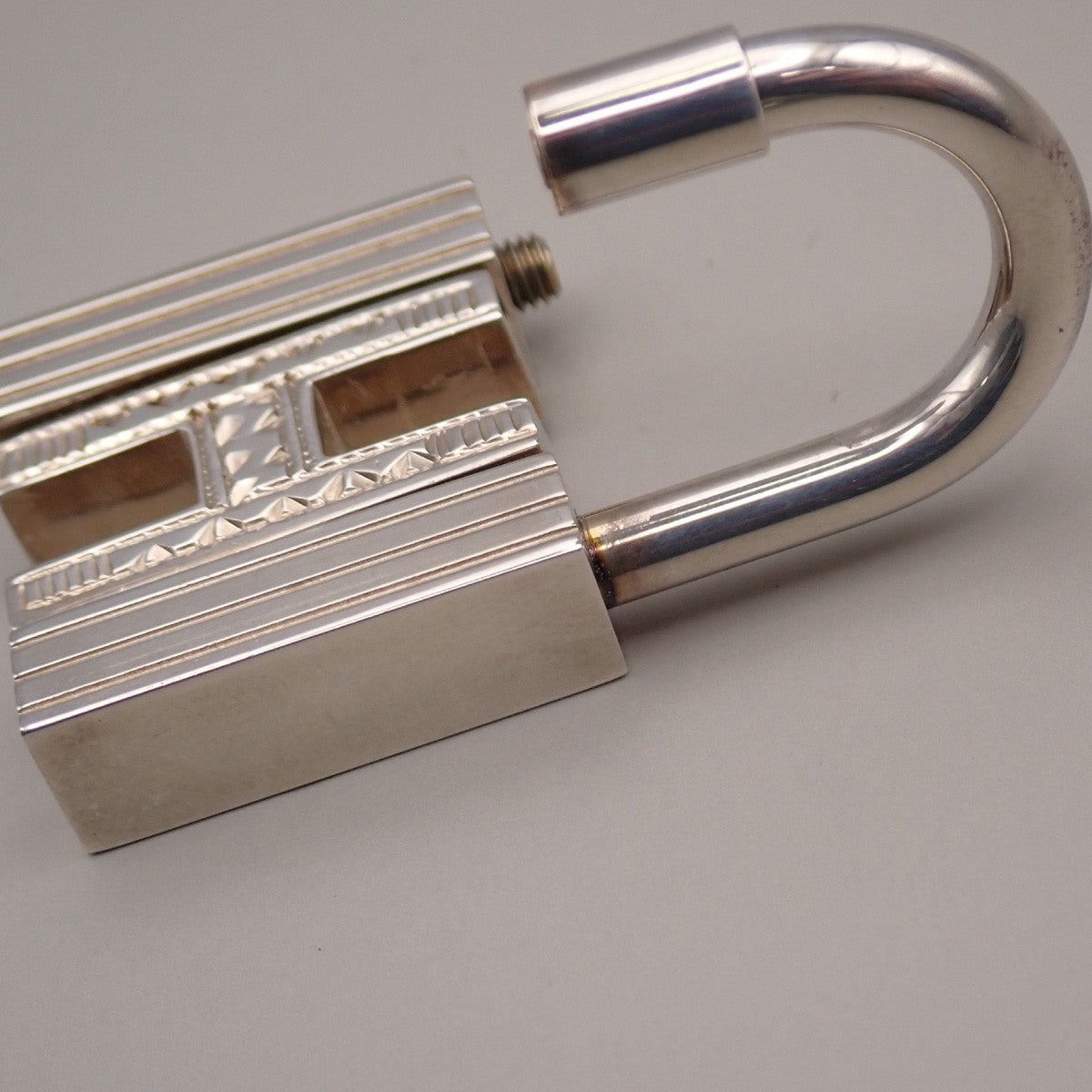 HERMES Logo Touareg H Cadena Padlock Charm Silver 925 SHW Accessory 31RL887