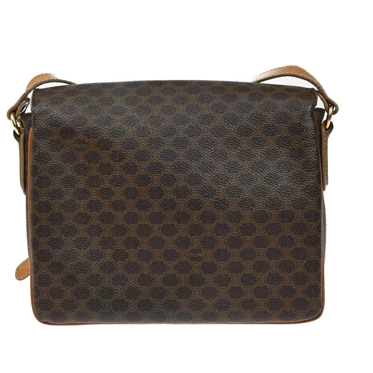 CELINE Logo Macadam Pattern Shoulder Bag PVC Leather Brown GHW Italy 61YH743