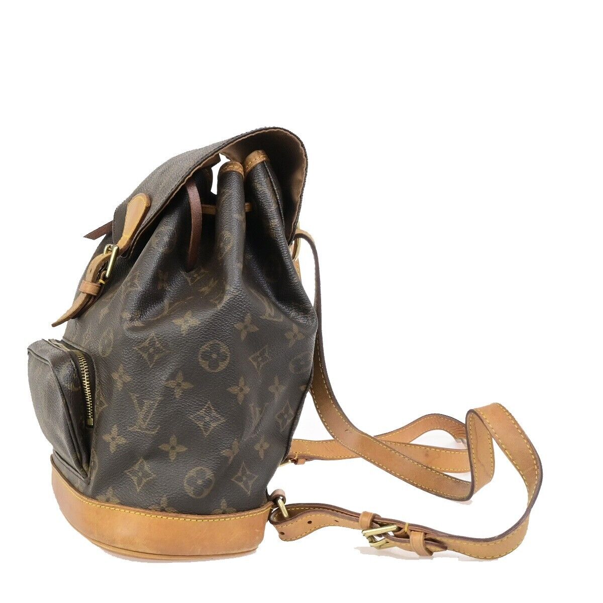 LOUIS VUITTON Montsouris MM Backpack Bag Monogram Leather Brown M51136 77ED313