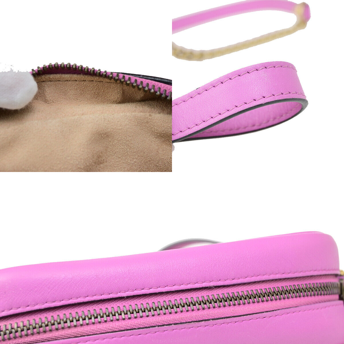 GUCCI GG Marmont Mini Quilting Chain Shoulder Bag Leather Pink GHW 21YG468