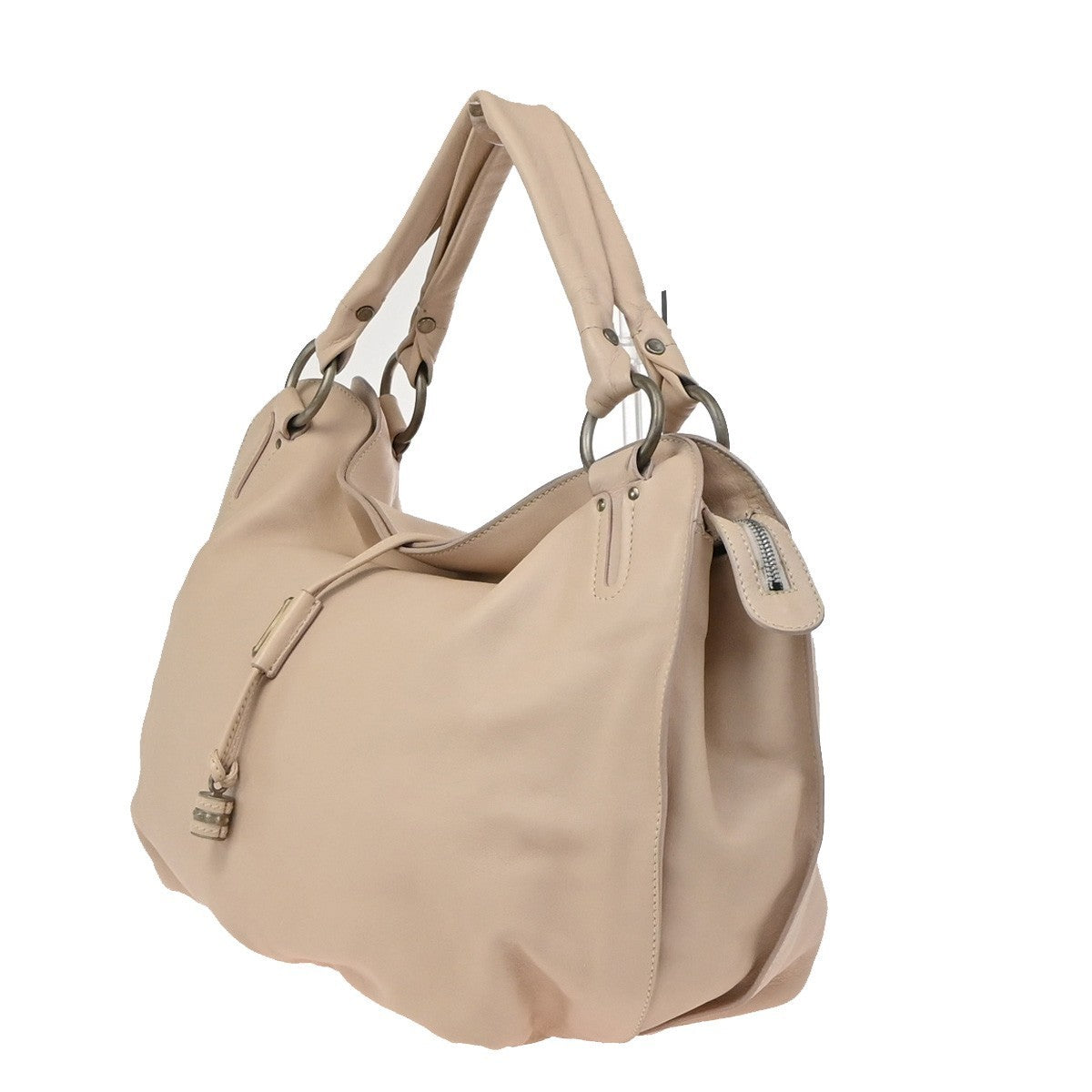 CELINE Logo Bittersweet Shoulder Hand Bag Leather Beige SHW Italy 76YH959