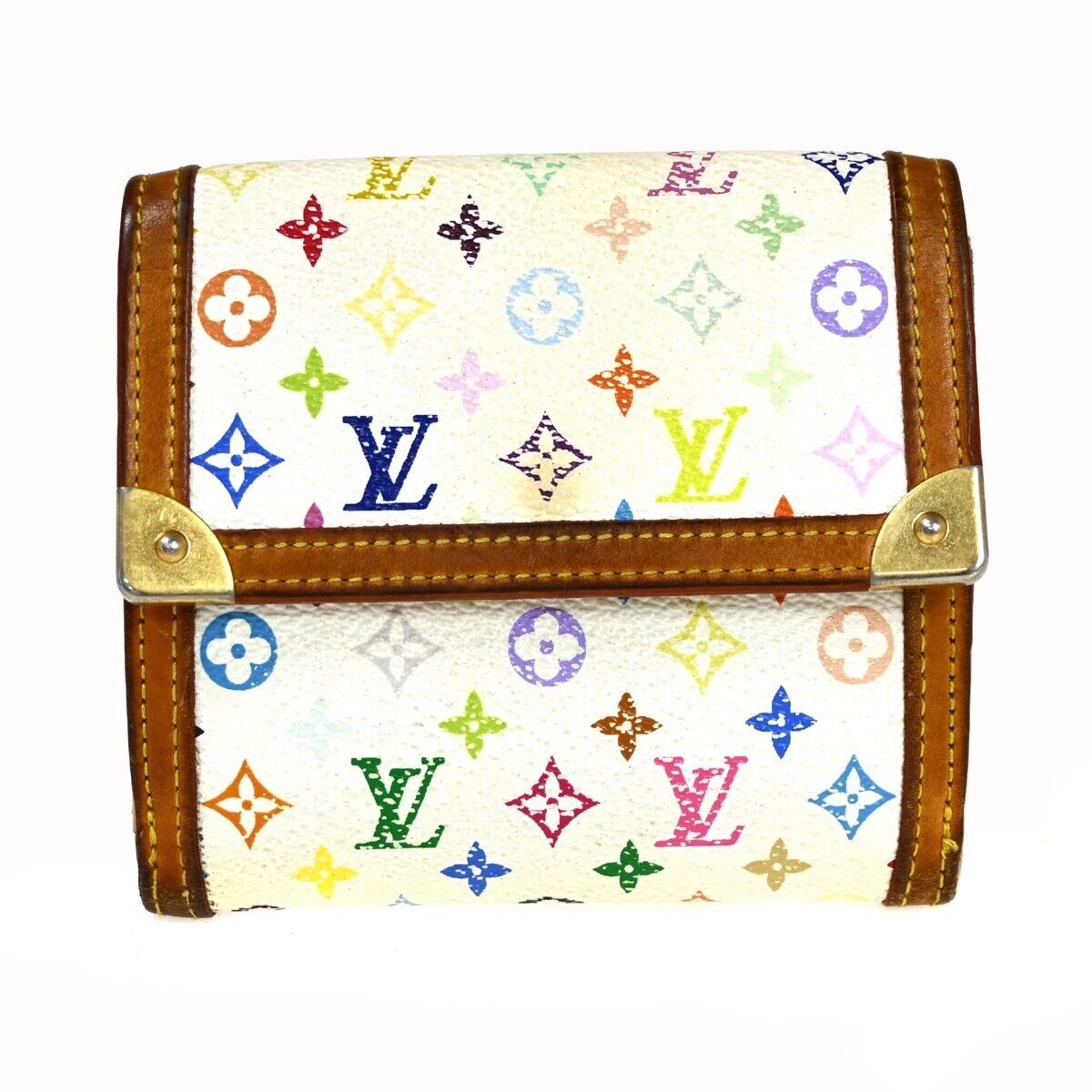 LOUIS VUITTON Credit Trifold Wallet Monogram Multi Leather White M92983 60HB317