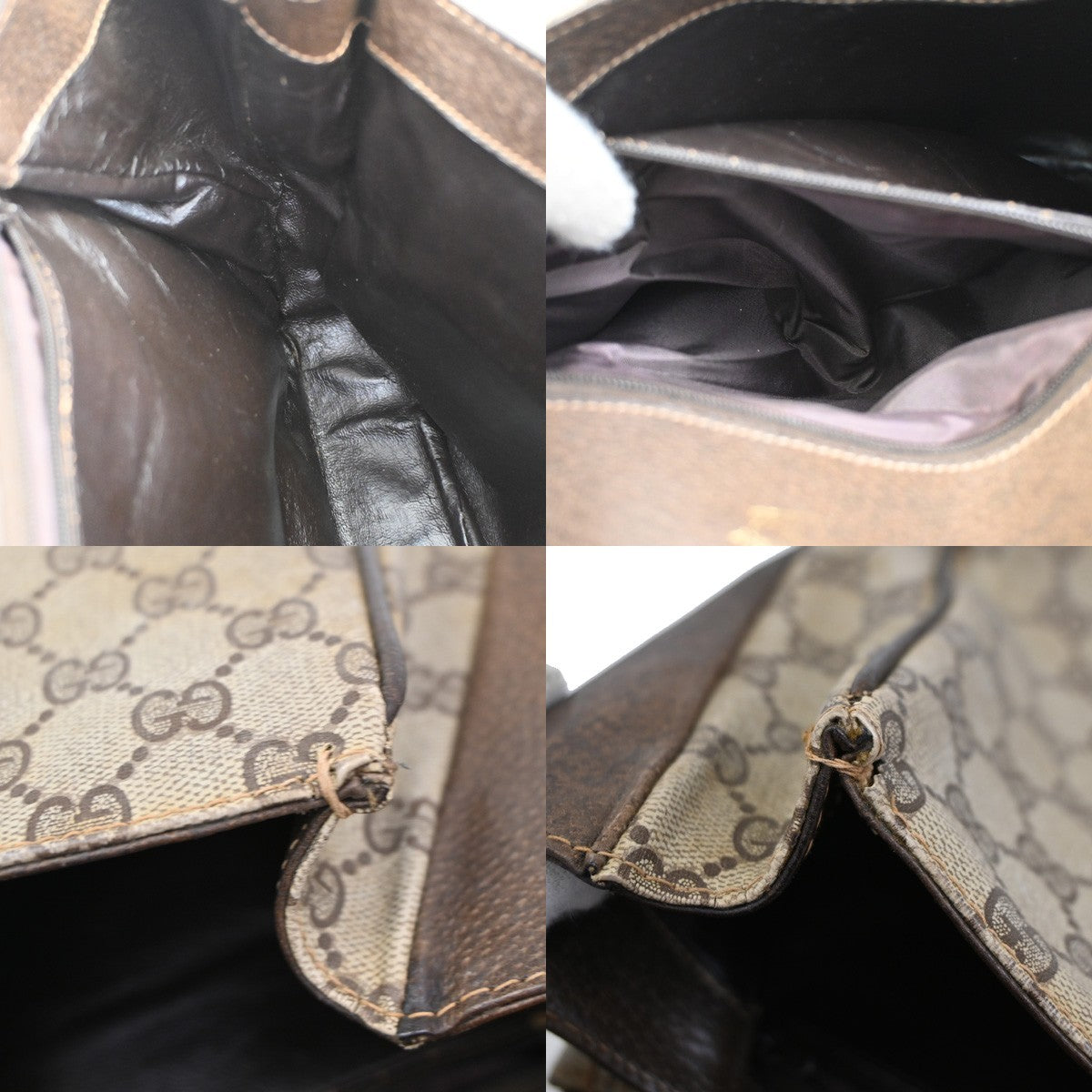 GUCCI GG Pattern 2 Set Shoulder Bags PVC Canvas Beige Black GHW Italy 02DA138
