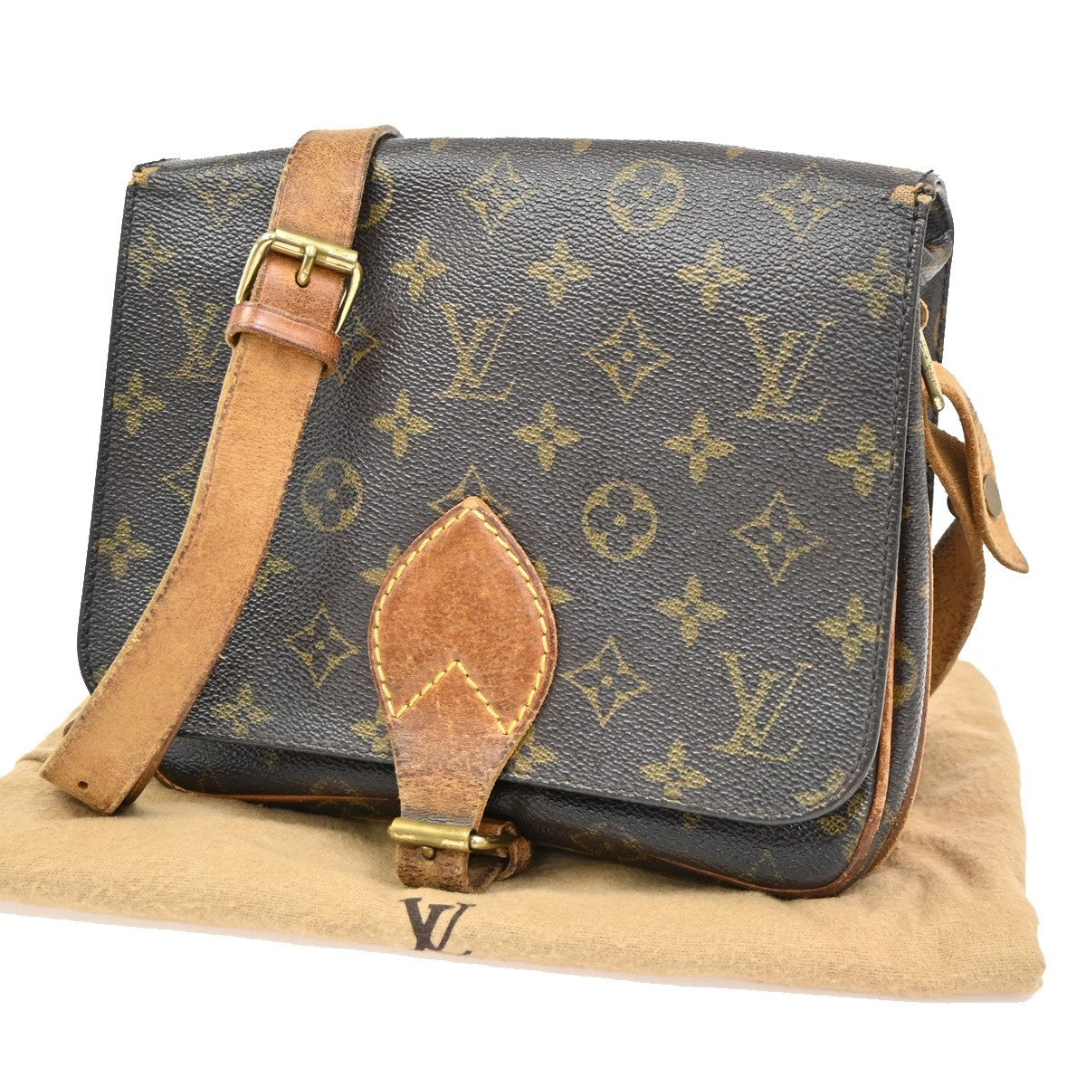 LOUIS VUITTON Cartouchiere MM Shoulder Bag Monogram Leather Brown M51253 69KB815