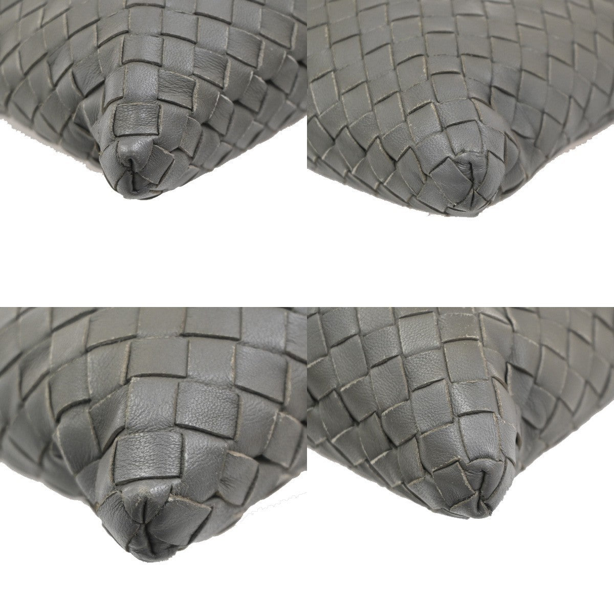 BOTTEGA VENETA Logo Intrecciato Shoulder Bag Leather Gray Italy 12KD110