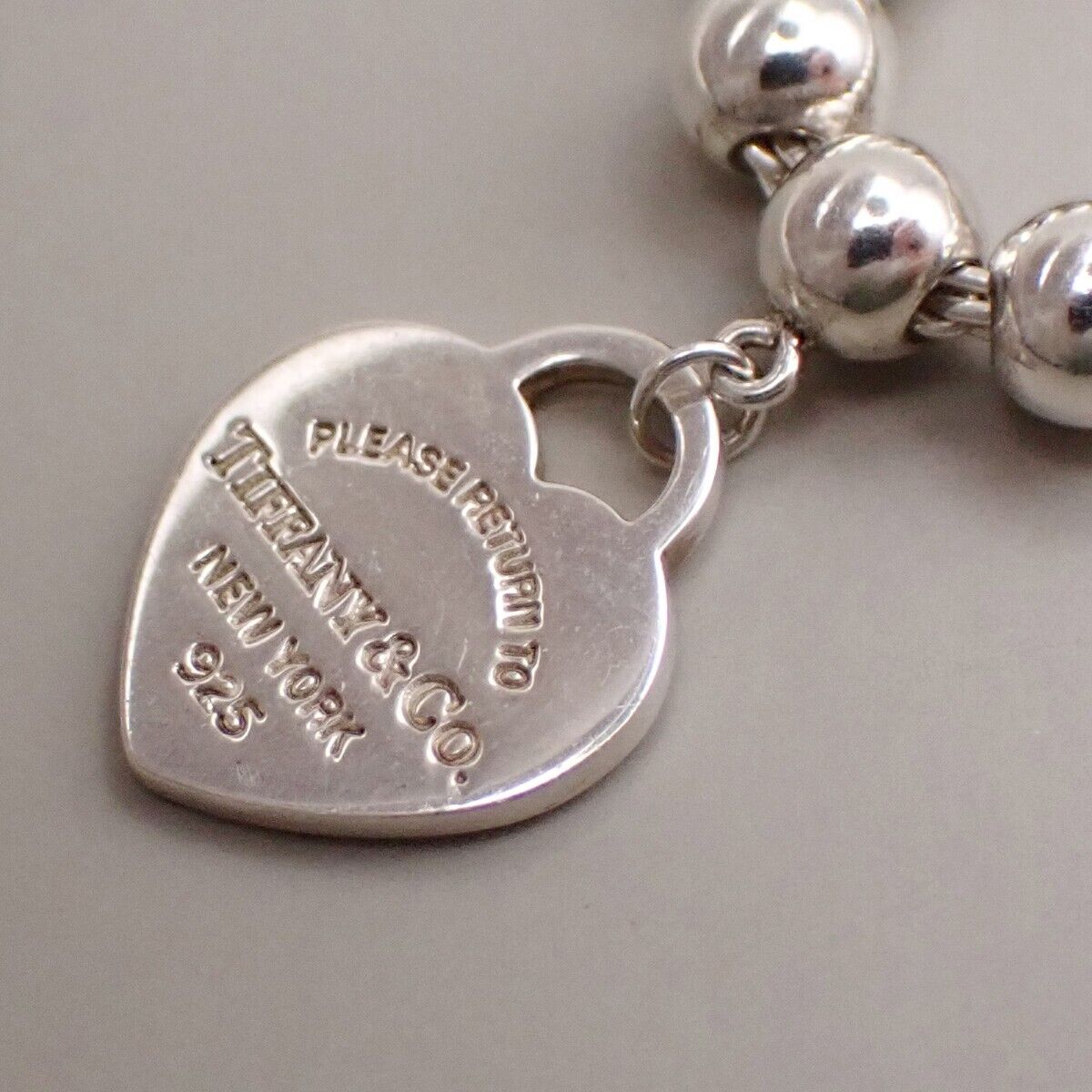 Tiffany & Co. Please Return To Ball Chain Heart Bracelet Silver 925 PK 68YG835