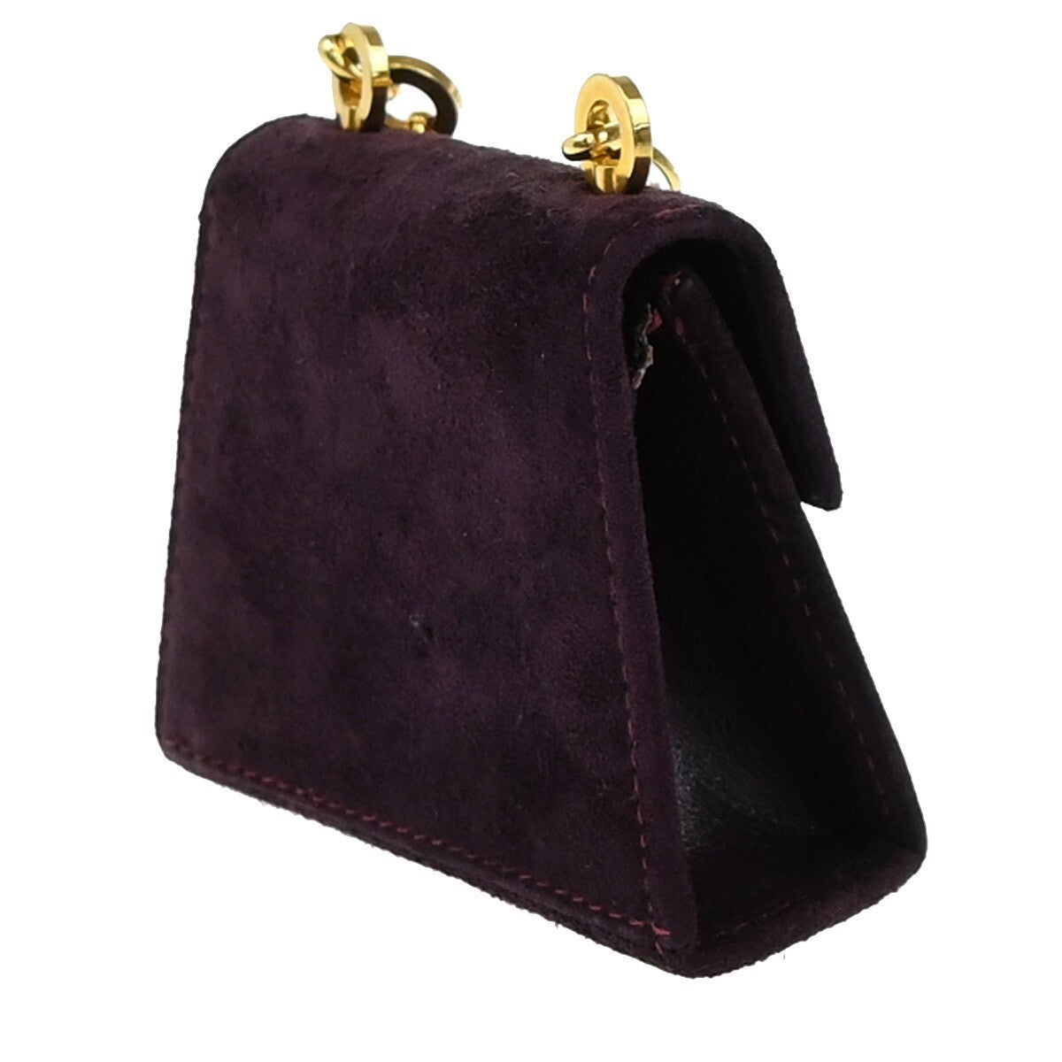 SALVATORE FERRAGAMO Gancini Mini Chain Shoulder Bag Suede Leather Purple 80EE153