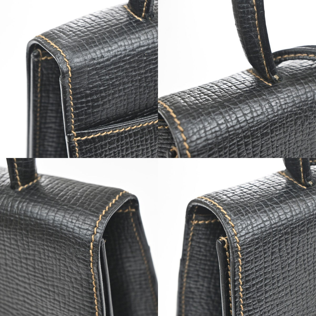 LOEWE Logo Barcelona Shoulder Hand Bag Leather Black GHW Spain 87YH942