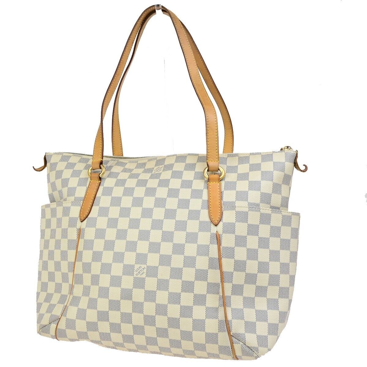 LOUIS VUITTON Totally MM Shoulder Bag Damier Azur Leather White N51262 18ED217