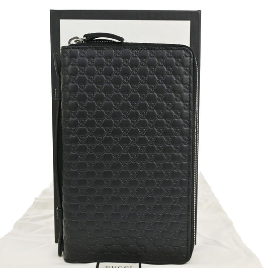 GUCCI Micro GG Guccissima Travel Case Wallet Leather Black SHW Italy 18YE185