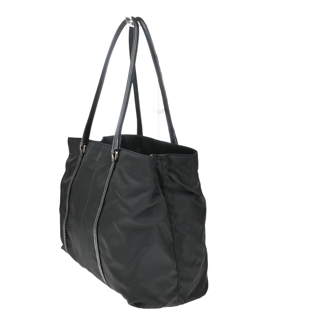 PRADA MILANO Logo Tessuto Shoulder Tote Bag Nylon Leather Black Nero 80KB461