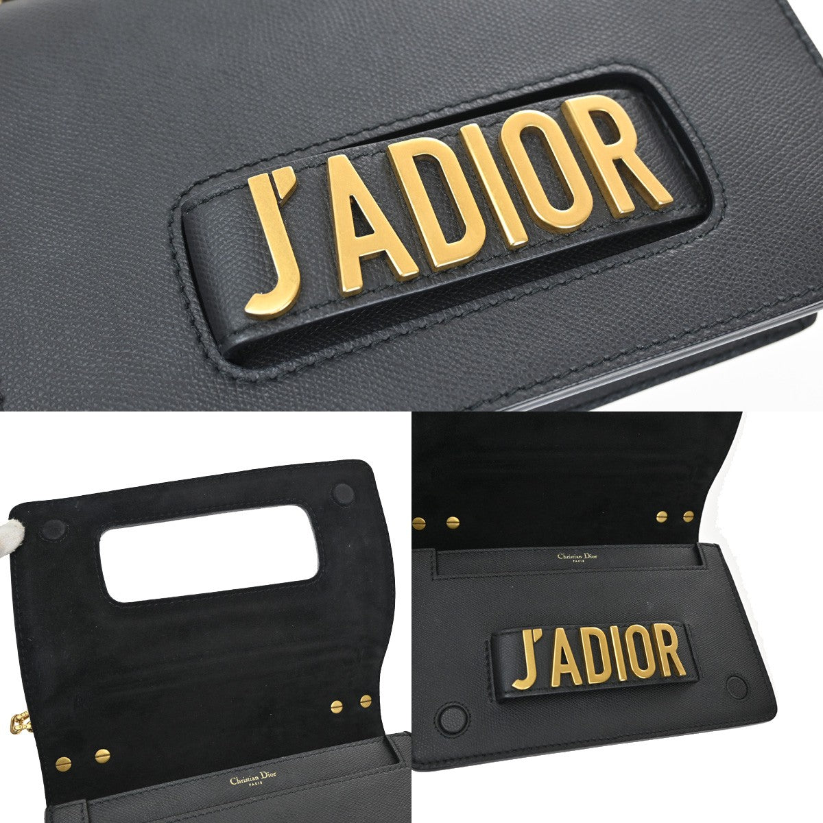 45 CHRISTIAN DIOR Logo J'ADIOR Chain Shoulder Bag Leather Gray GHW Italy 41RL350