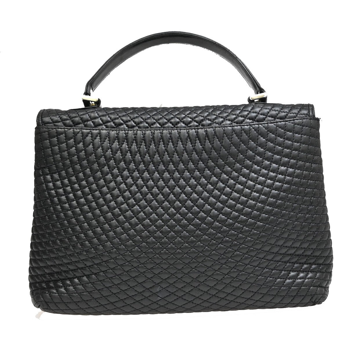 BALLY Logo Quilted Hand Bag Leather Black GHW Italy 02YH286