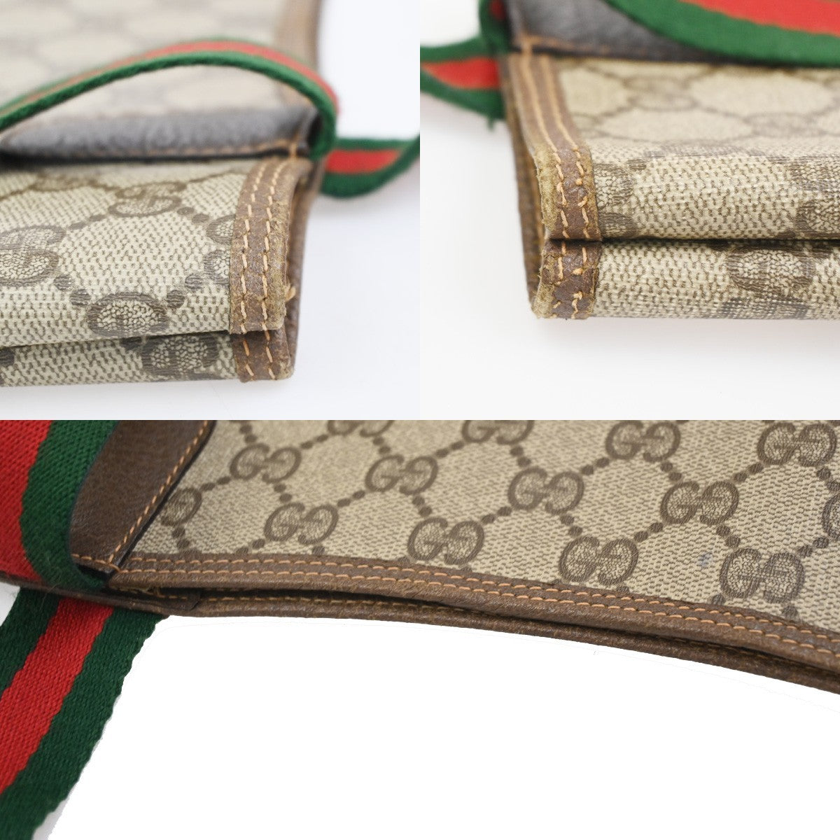 GUCCI Logo Sherry GG Pattern 2set Shoulder Hand Bag PVC Leather Beige 86KC963