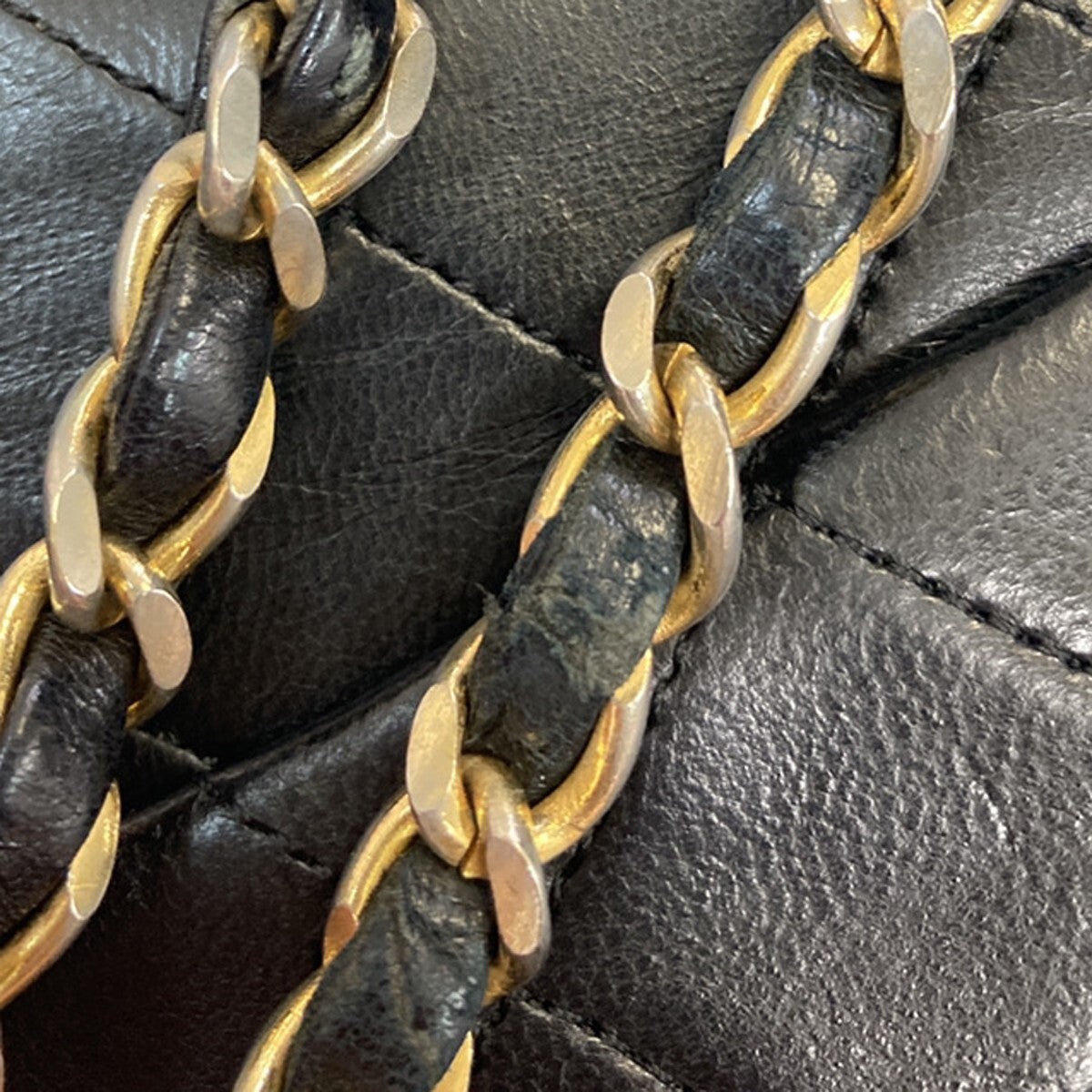 CHANEL Matelasse 25 Double Flap Chain Shoulder Bag Leather BK Vintage 377RJ823