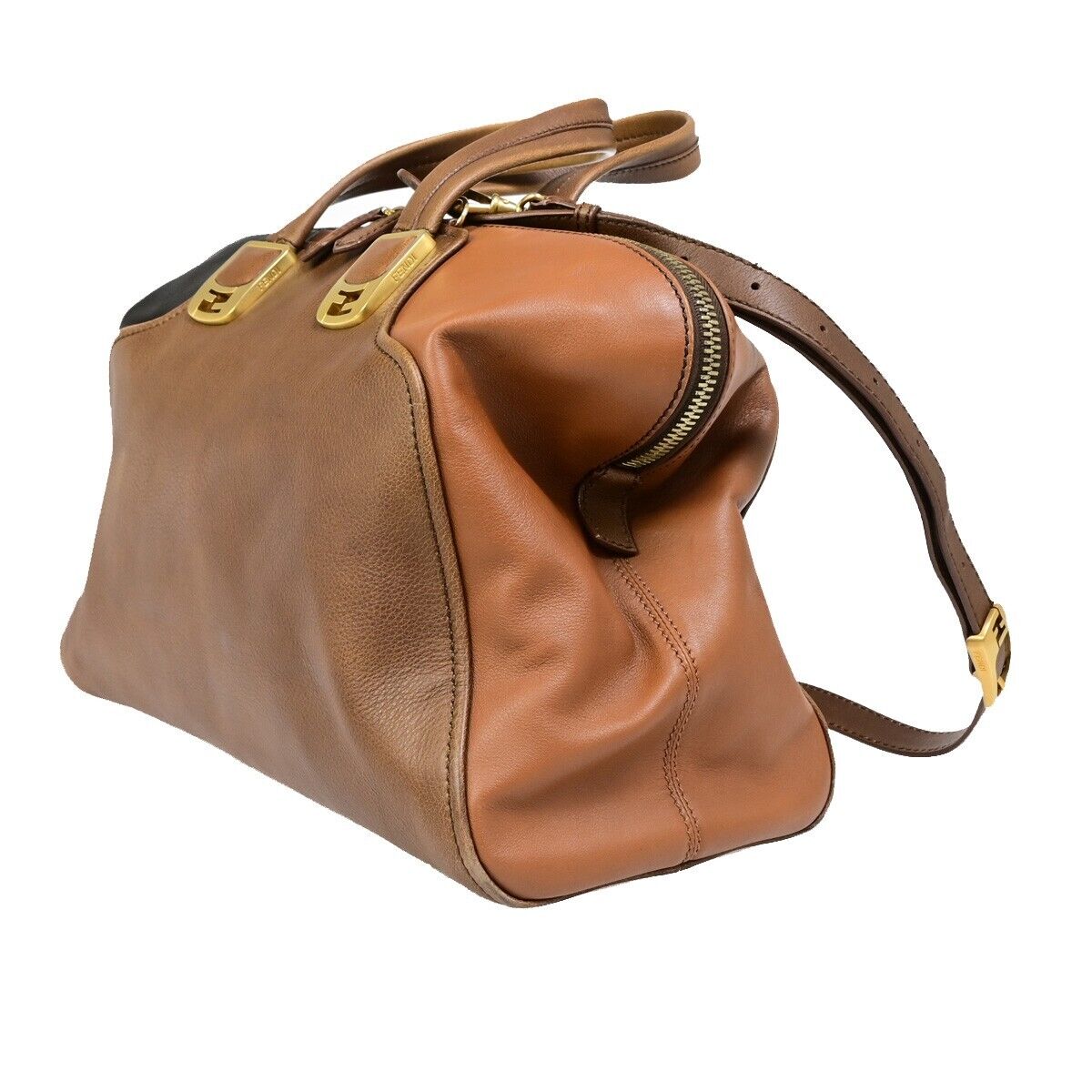 FENDI Logo Chameleon 2Way Shoulder Hand Bag Leather Brown Italy 87EB952