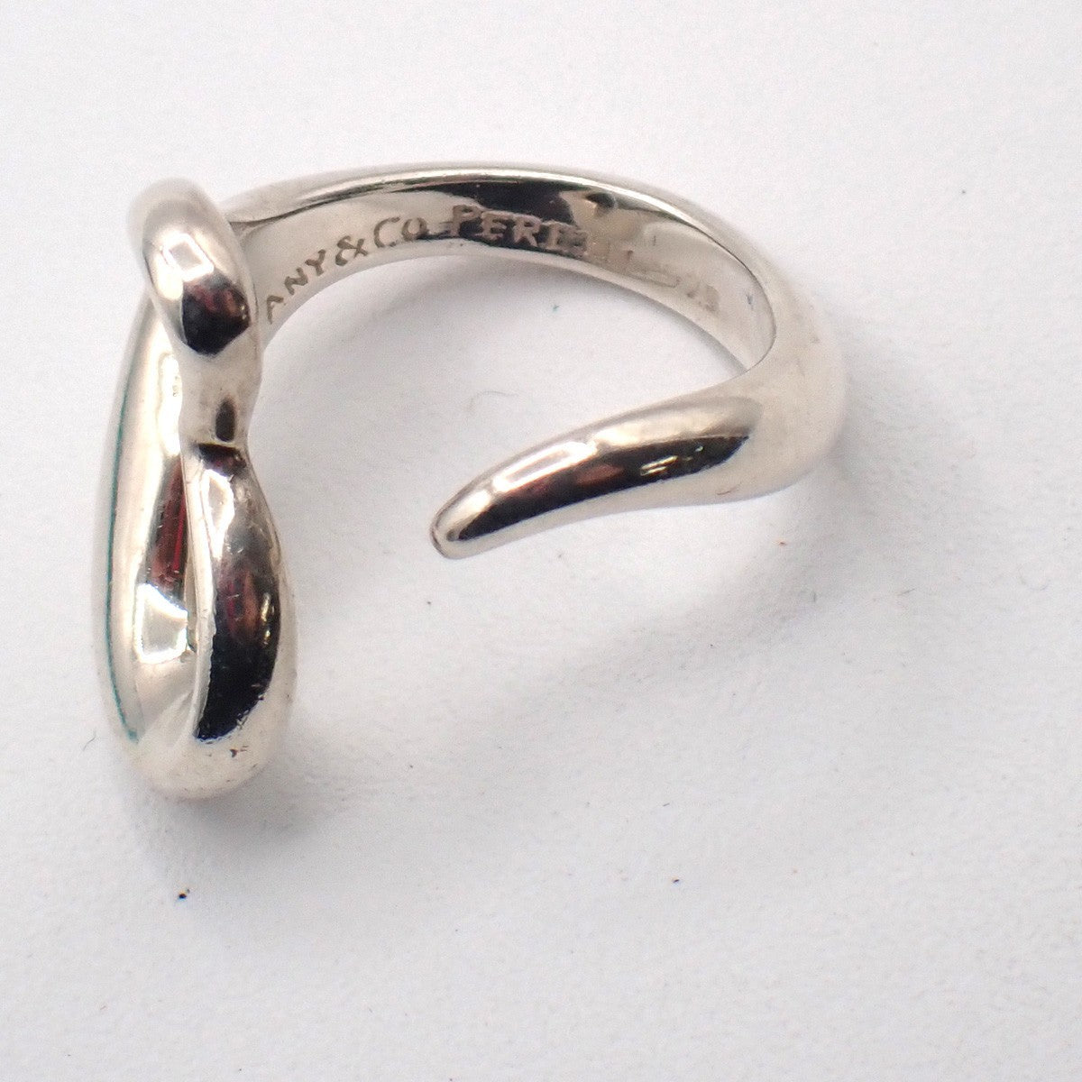 Tiffany & Co. Logo Open Heart  Elsa Peretti Ring US Size 6 Silver Ag 925 09KP564