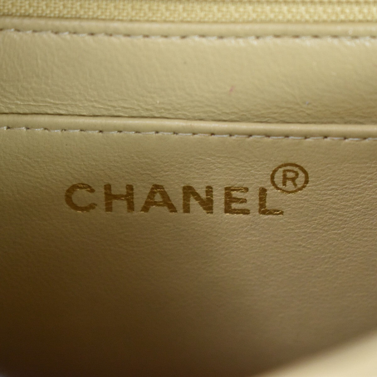 CHANEL CC Logo Mademoiselle Chain Shoulder Bag Leather Beige GHW France 648RC979