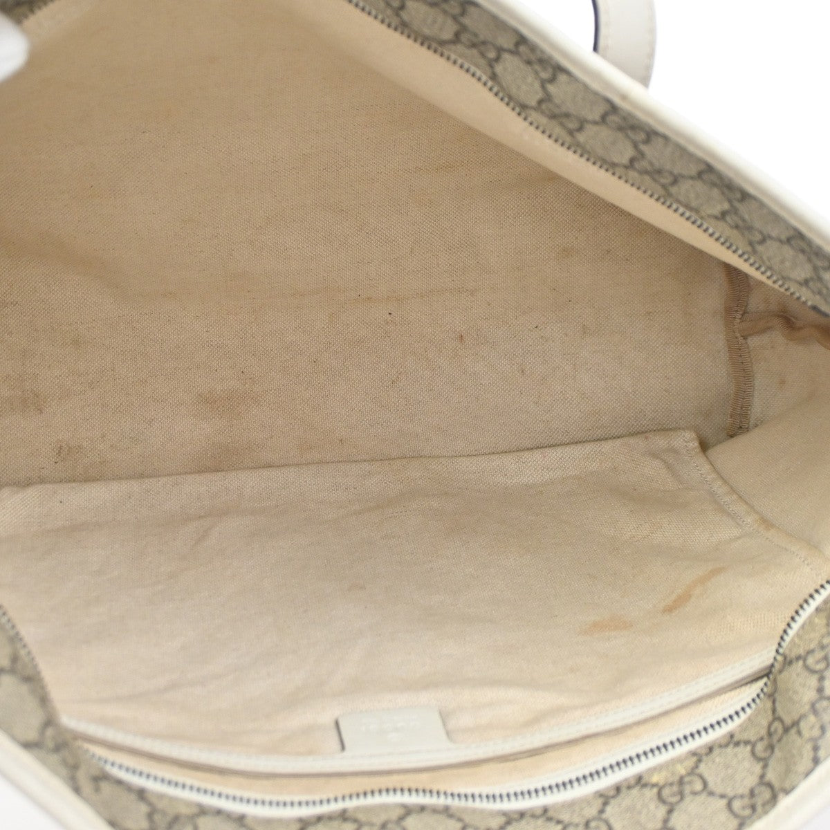 GUCCI Logo GG Pattern Shoulder Tote Bag Supreme Leather Beige Italy 61KB904