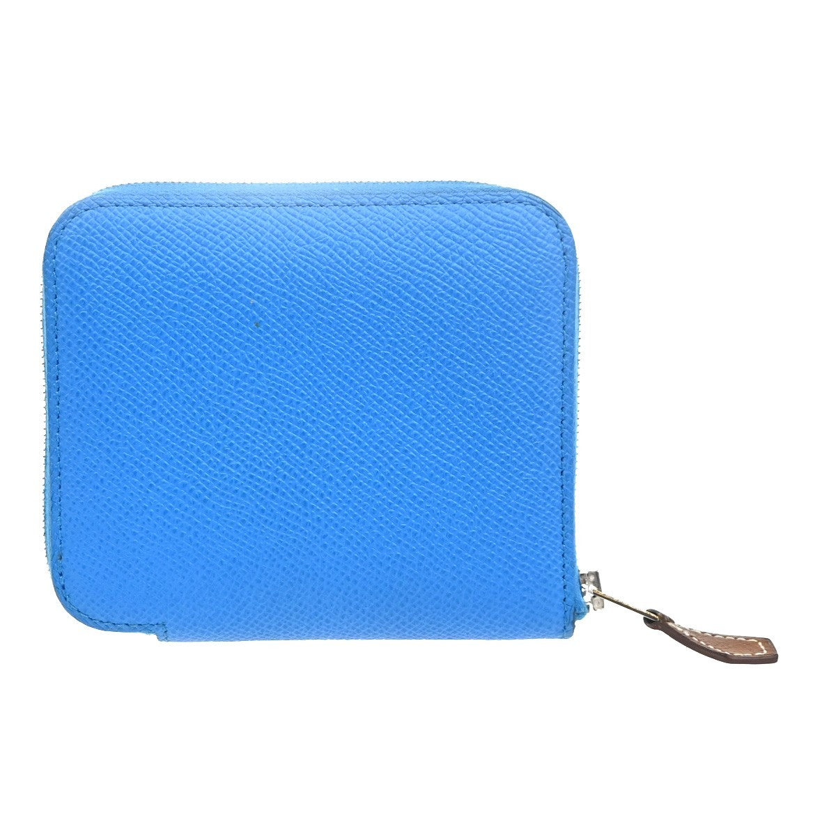 HERMES Logo Azap Zip Around Wallet Silk In Epson Leather Blue SHW France 80RL942