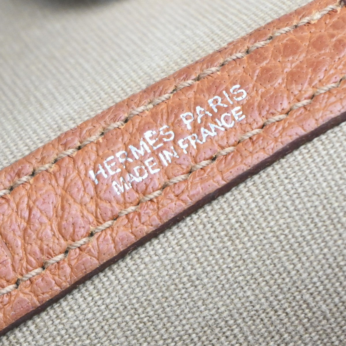 HERMES Garden Party PM Hand Bag Toile Officier Canvas Leather Orange 57PR184