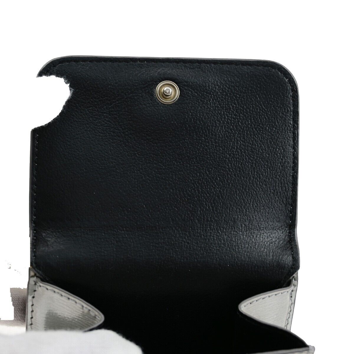 BALENCIAGA BB Logo Mini Trifold Wallet Purse Leather Silver Italy 30YF007