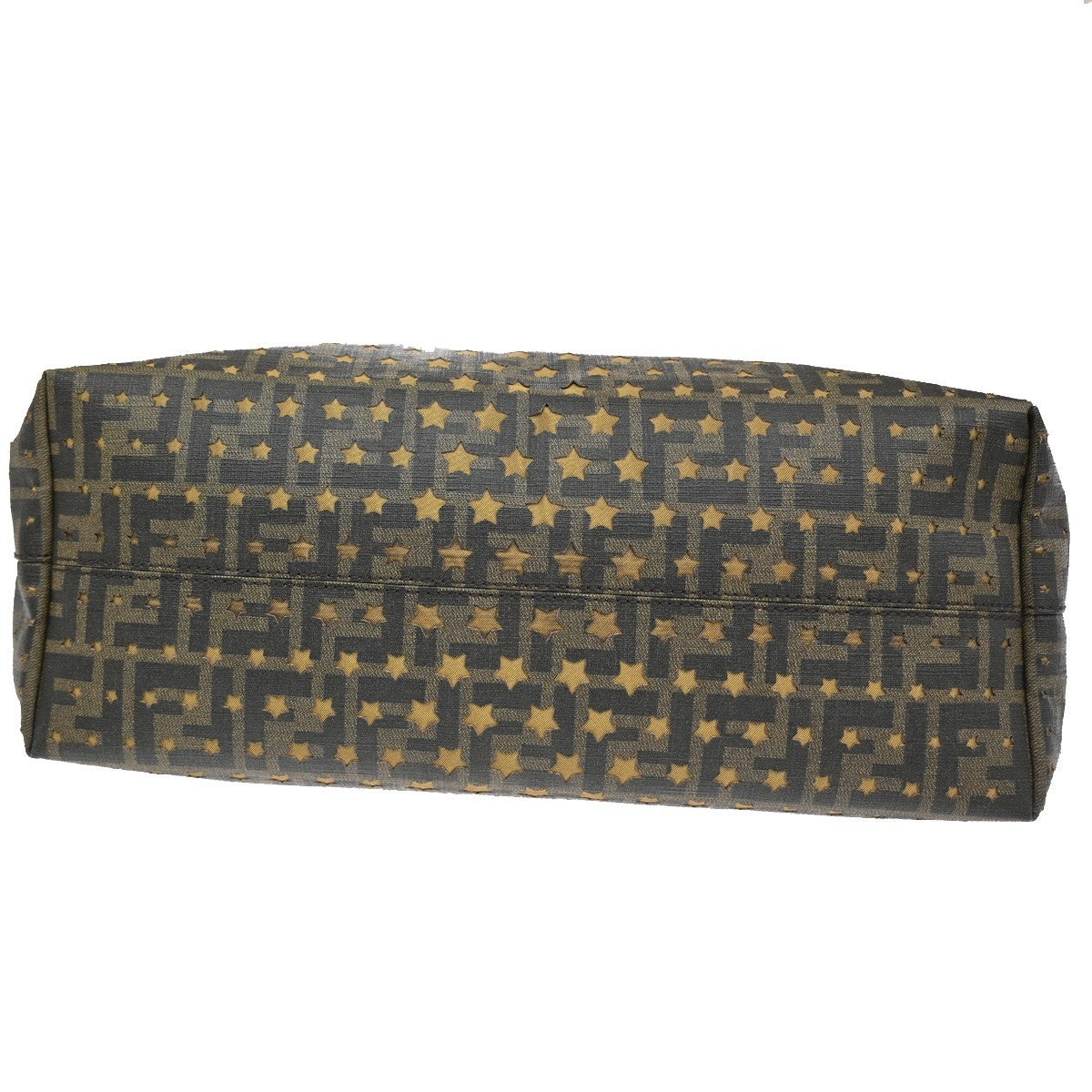FENDI Logo Zucca x Star Pattern Tote Shoulder Bag Canvas PVC Leather BN 27RL554