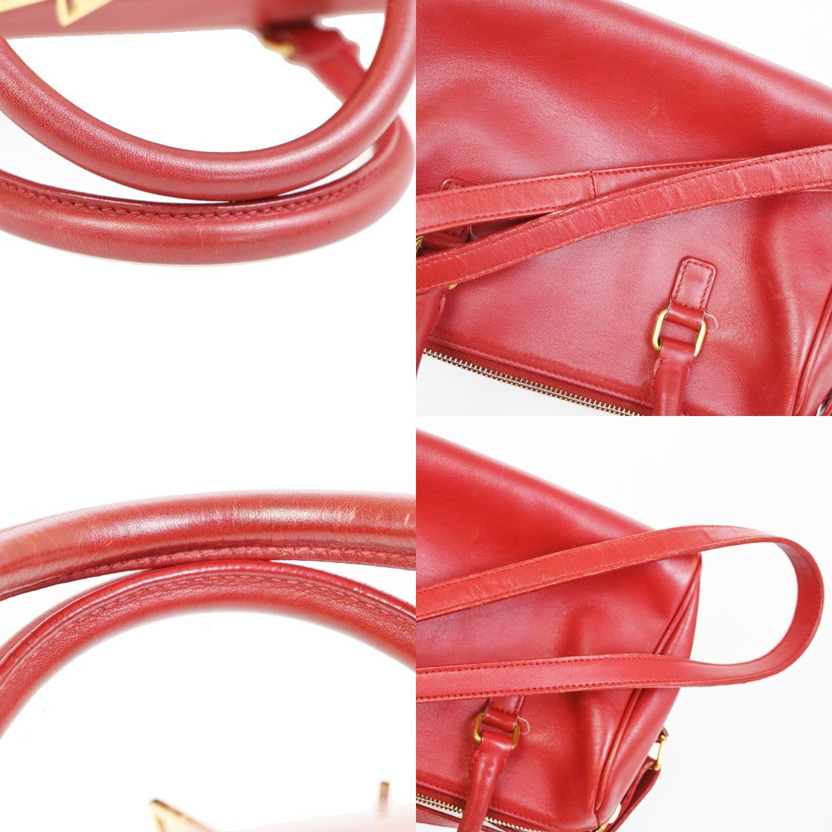 SAINT LAURENT Baby Duffle 2Way Shoulder Handbag Leather Red GHW Italy 86ZA293