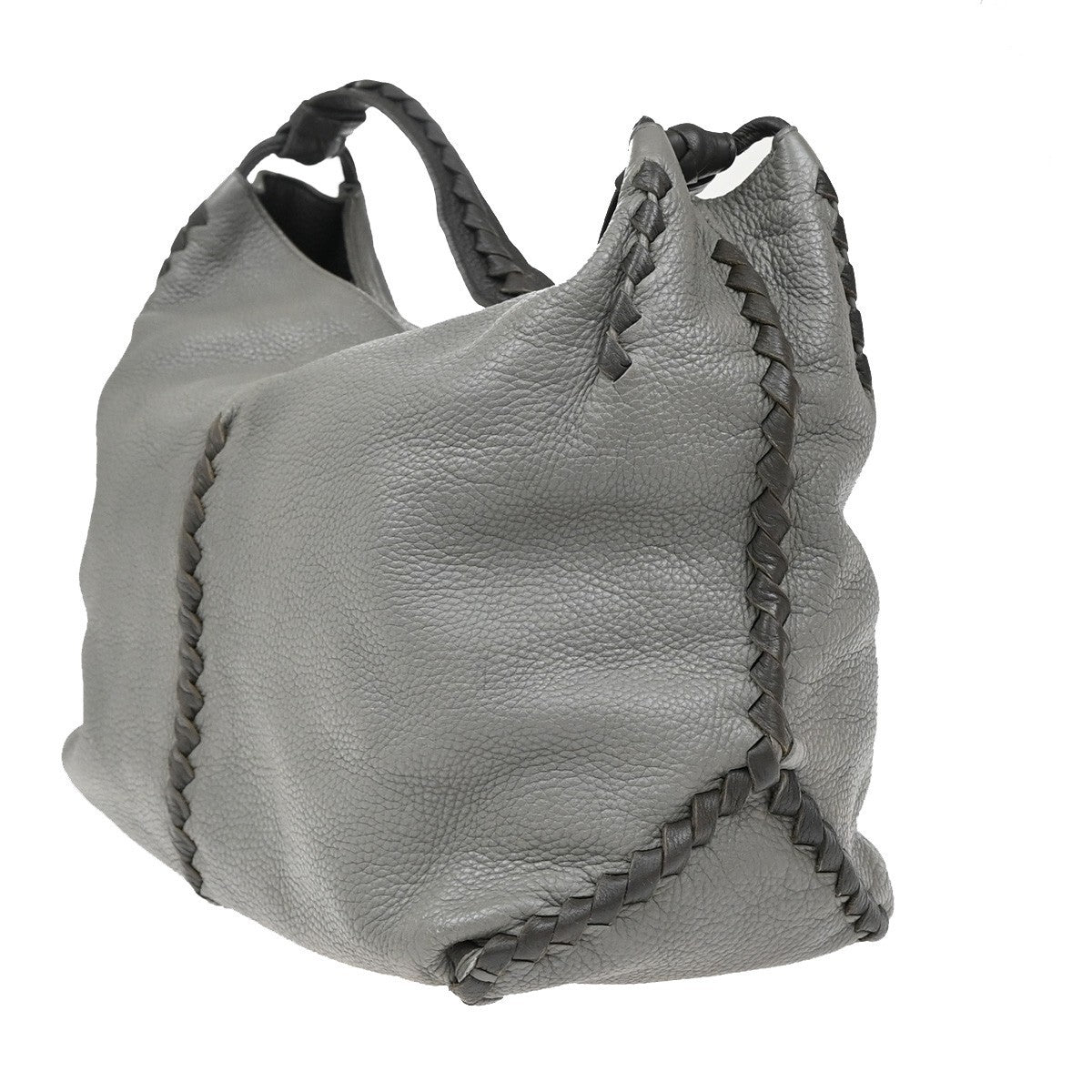 BOTTEGA VENETA Logo Hobo Shoulder Hand Bag Leather Gray Italy 31KB181