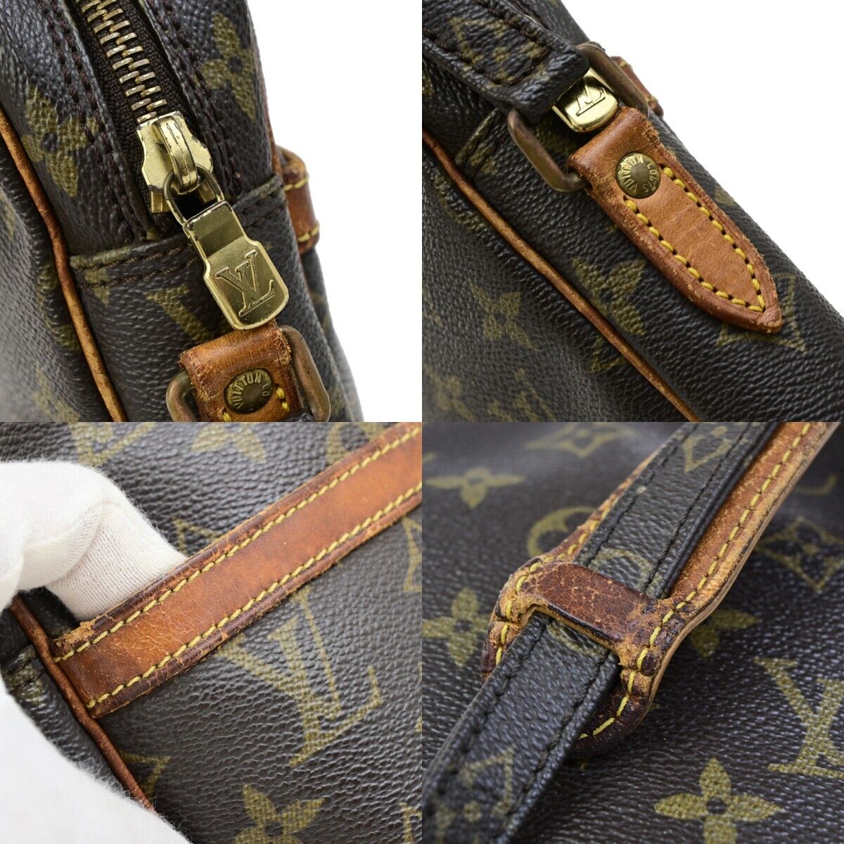 LOUIS VUITTON Danube Shoulder Bag Monogram Leather Brown France M45266 65ED045