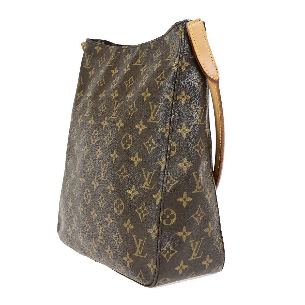 LOUIS VUITTON Logo Looping GM Shoulder Bag Monogram Leather Brown M51145 85EC883