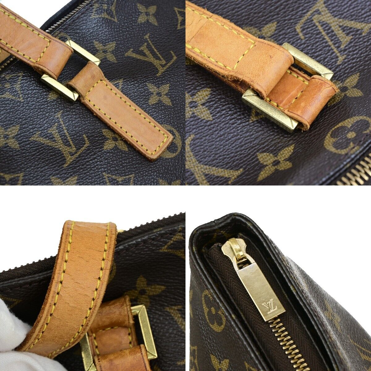 LOUIS VUITTON Cabas Mezzo Shoulder Bag Monogram Leather Brown M51151 32EC247