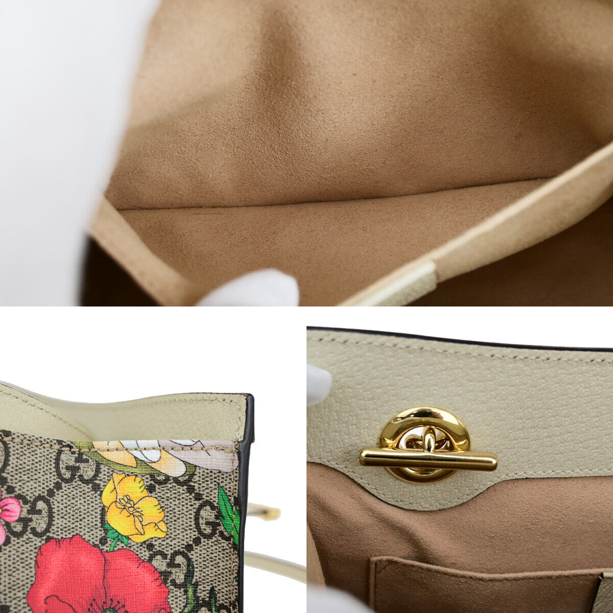 GUCCI Padlock GG Supreme Flora Shoulder Bag PVC Leather WE BN Italy 29SJ246