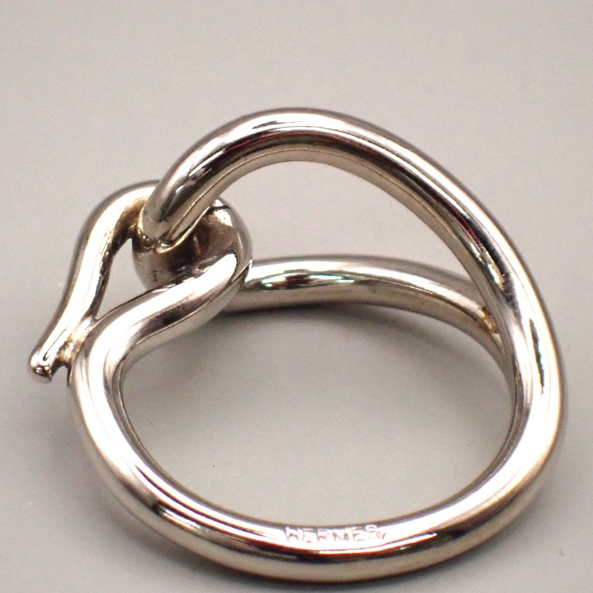 HERMES Logo Jumbo Scarf Ring Silver Accessories 05MA471