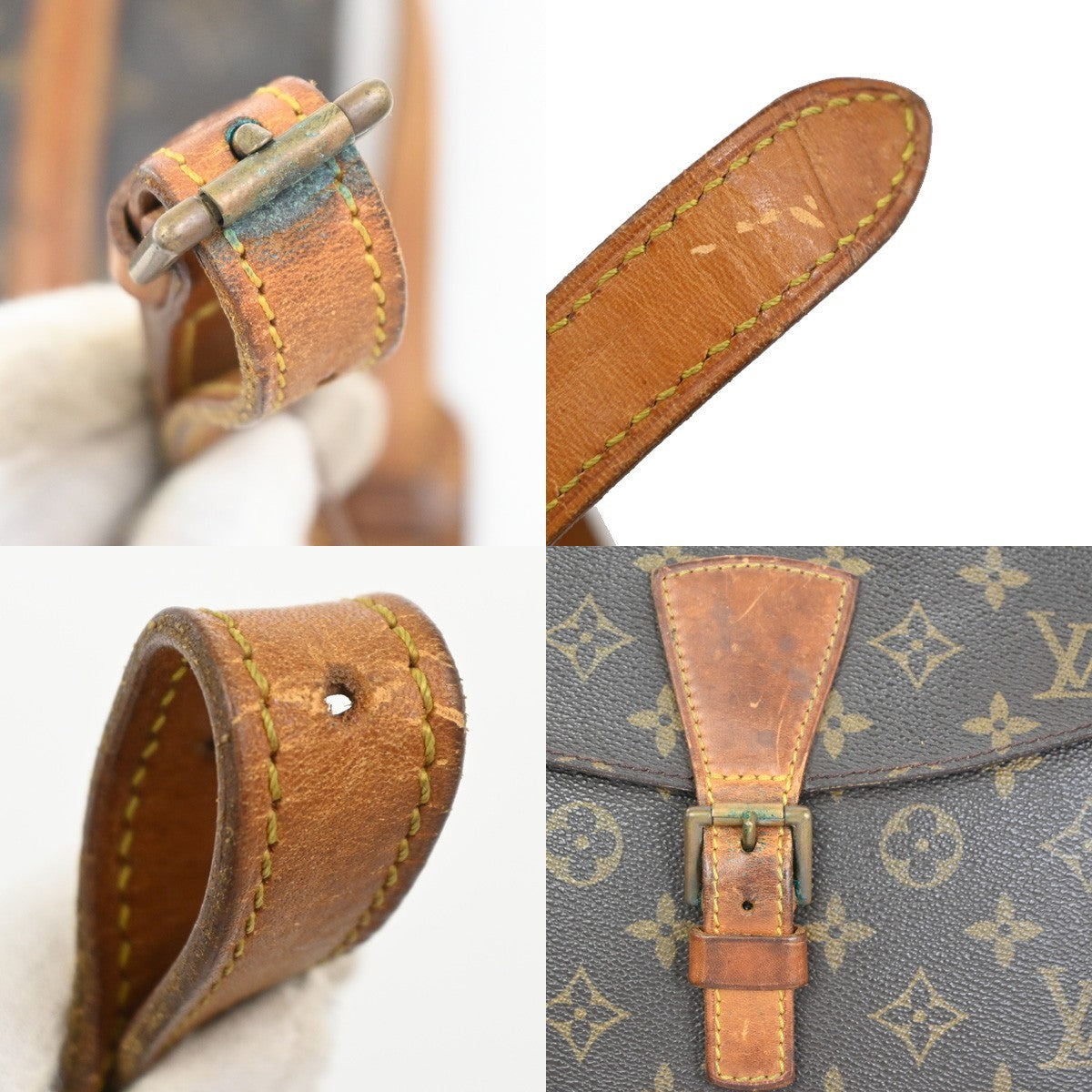 LOUIS VUITTON Jeune Fille GM Shoulder Bag Monogram Leather Brown M51225 05PA053