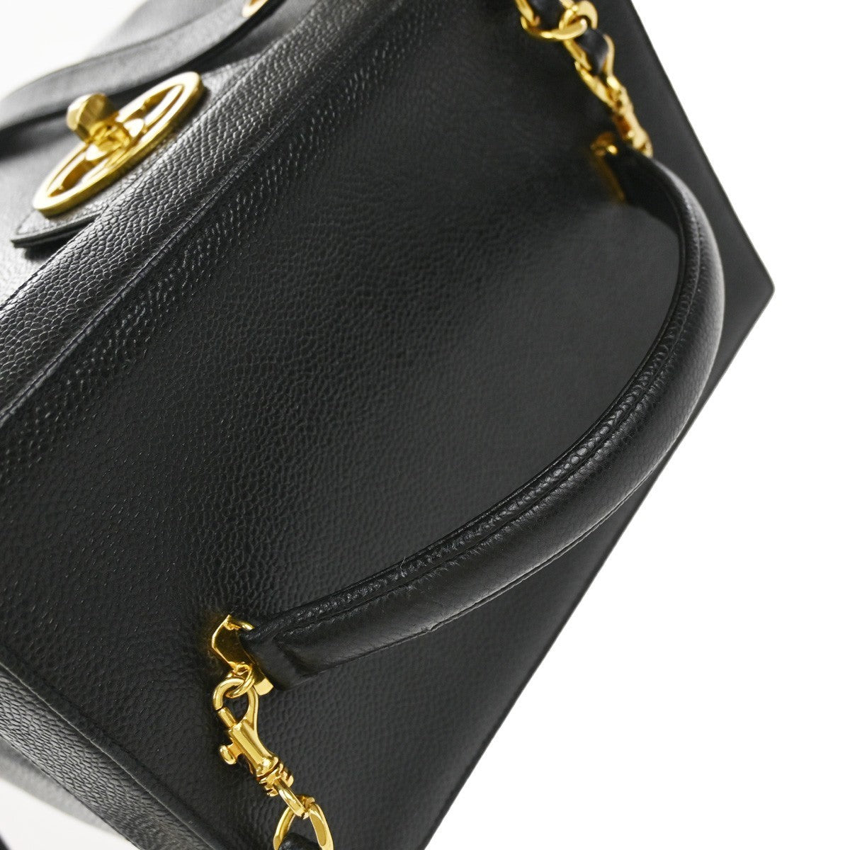 CHANEL 2Way Vanity Shoulder Hand Bag Calfskin Leather Black Vintage 648RP031
