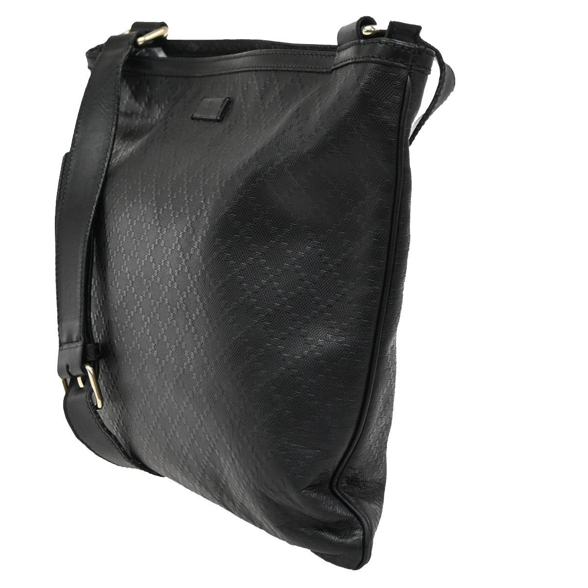 GUCCI Logo Imprime Messenger Bag Coated Canvas Leather Black SHW Italy 34DA255