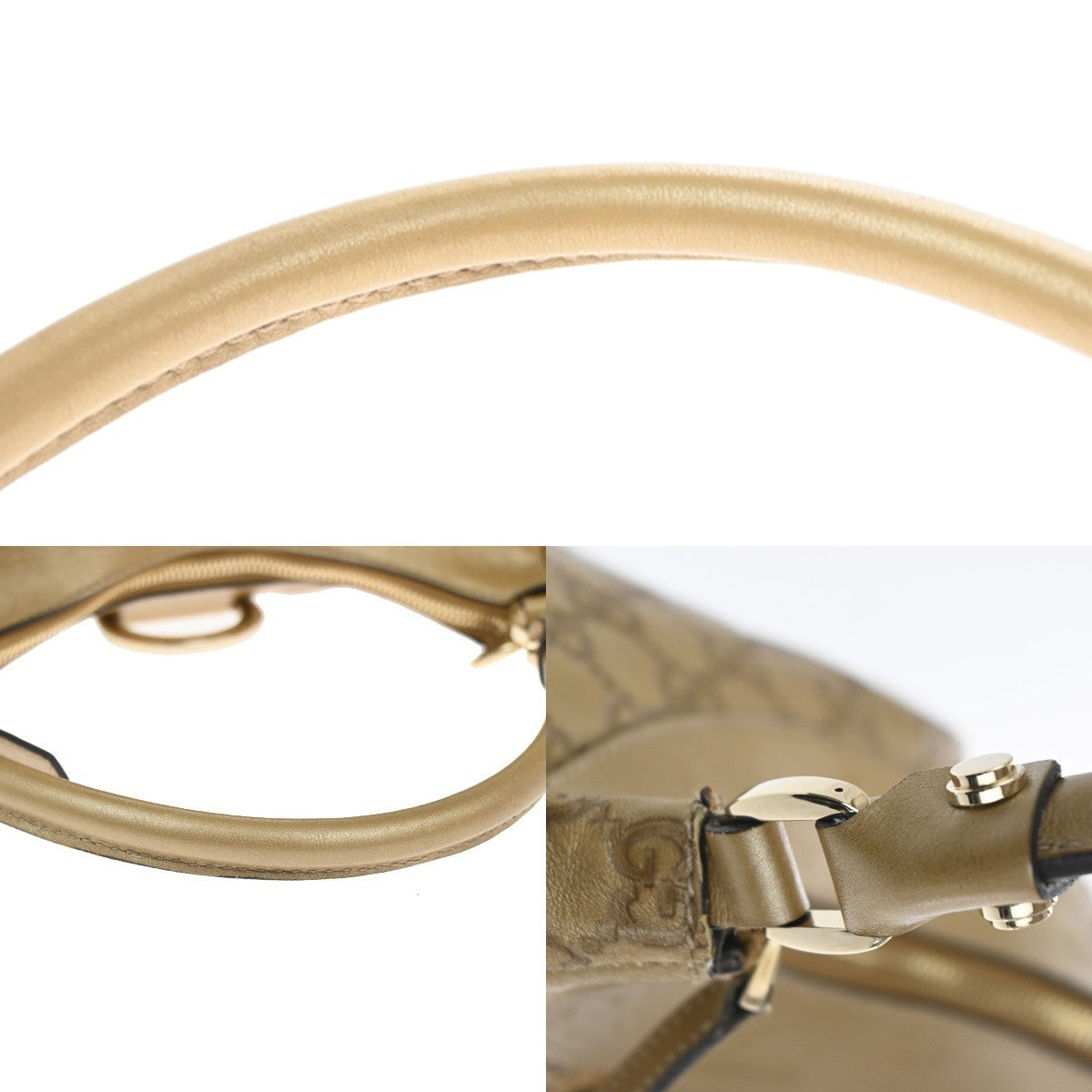 GUCCI Guccissima Abbey One Shoulder Hand Bag Embossing Leather Gold GHW  84TA490