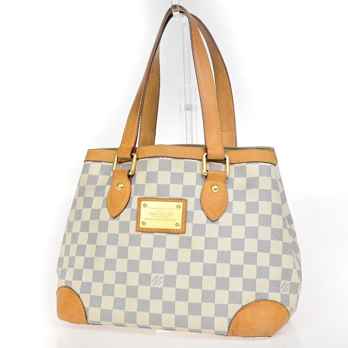 LOUIS VUITTON Hampstead PM Shoulder Bag Damier Azur Leather White N51207 16KA486