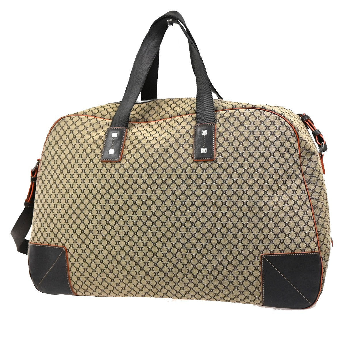 CELINE Logo Macadam 2Way Travel Shoulder Hand Bag Canvas Leather Brown 73RQ022