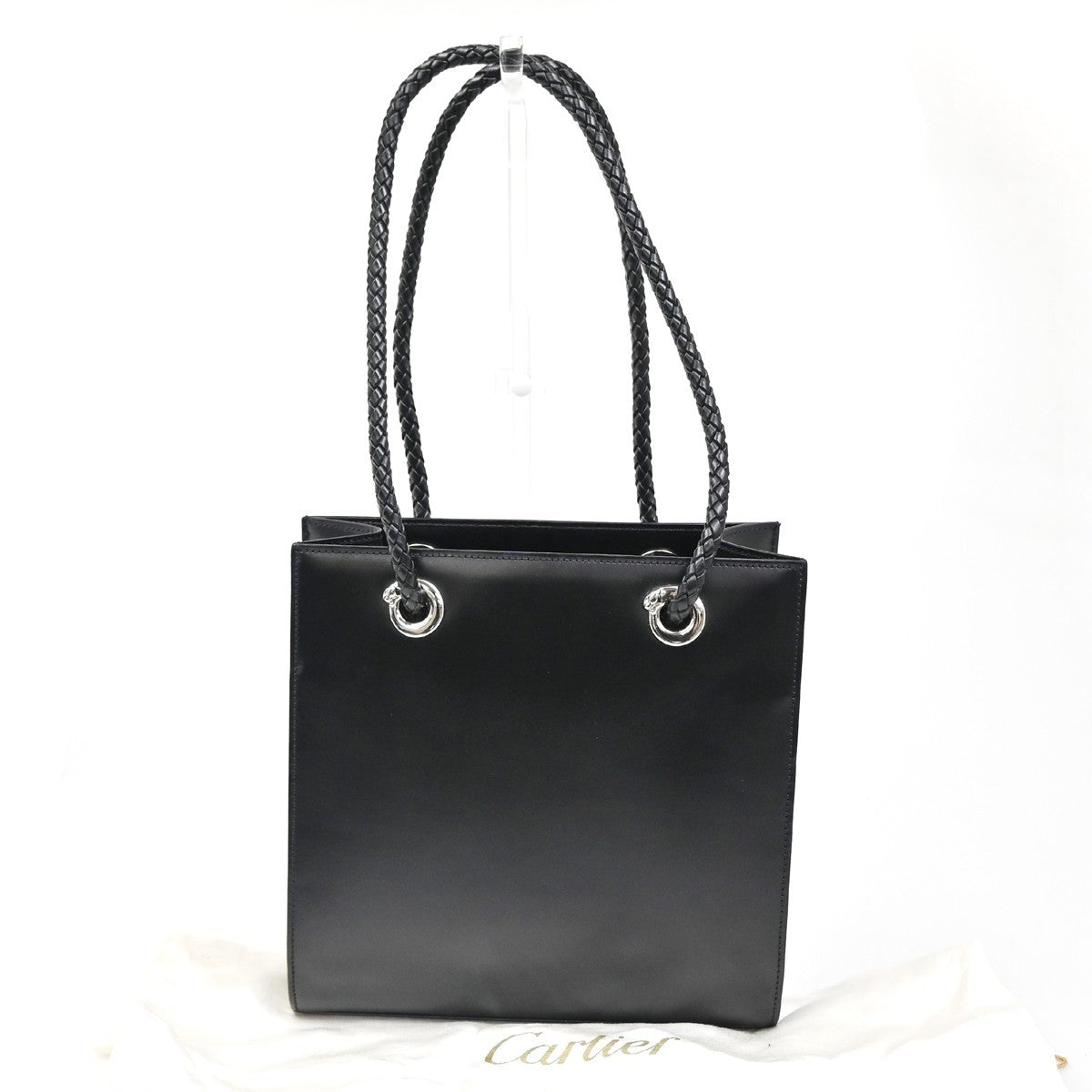 CARTIER Logo Panthere De Cartier Shoulder Hand Bag Leather Black France 76ZA105
