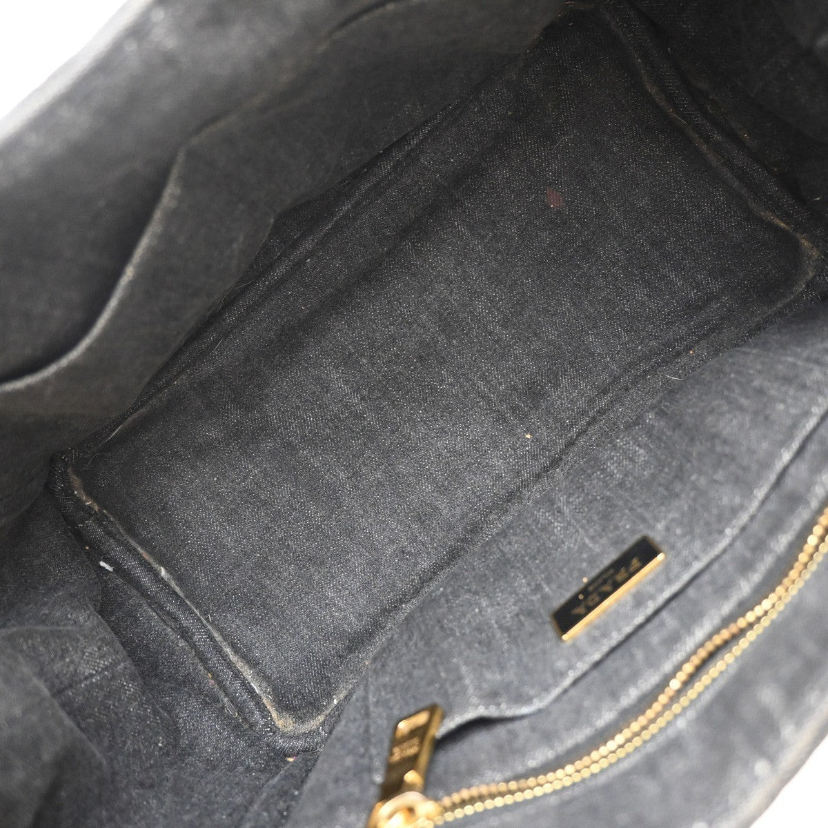 PRADA Logo Canapa 2Way Shoulder Hand Bag Canvas Leather Black GHW 77KP370