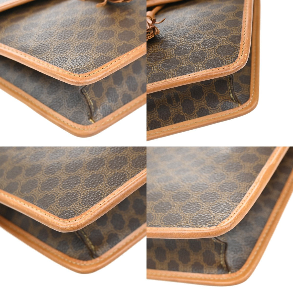 CELINE Logo Macadam Pattern Shoulder Bag PVC Leather Brown GHW Italy 36YH758