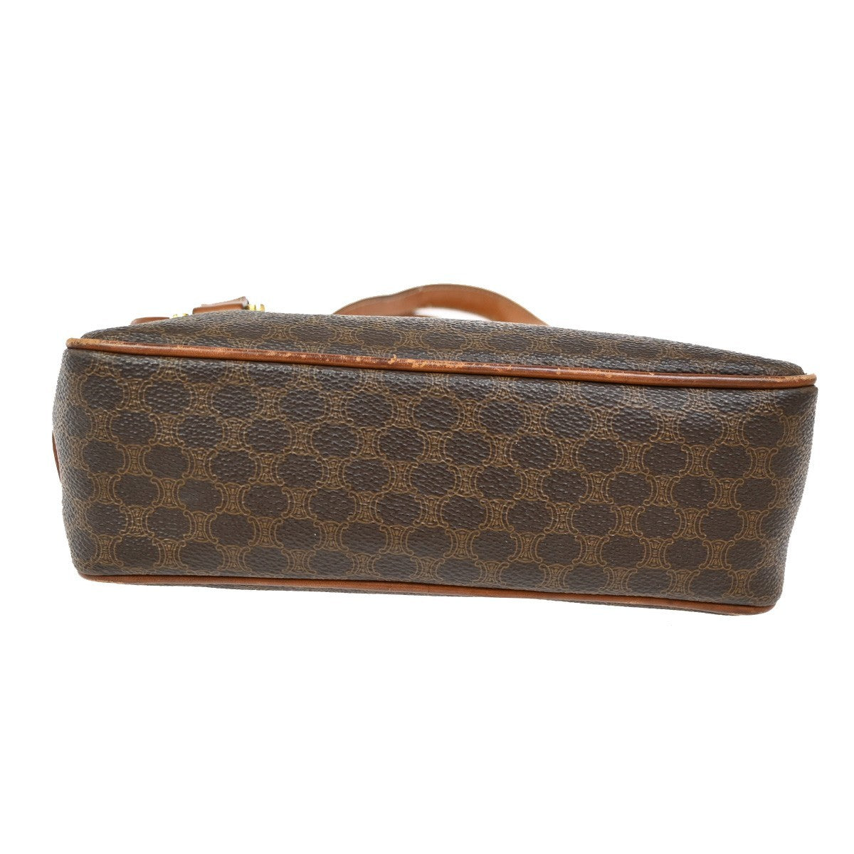 CELINE Logo Macadam Pattern Shoulder Bag PVC Leather Brown Italy 60KB547