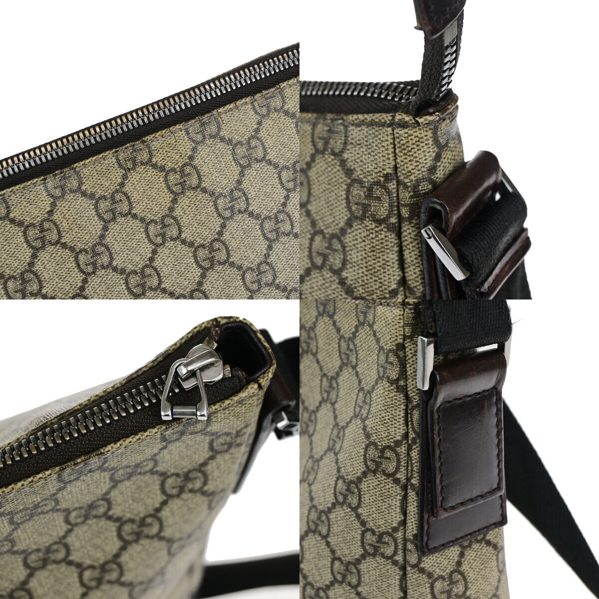 GUCCI Logo GG Pattern Crossbody Shoulder Bag PVC Leather Brown Italy 04YG476