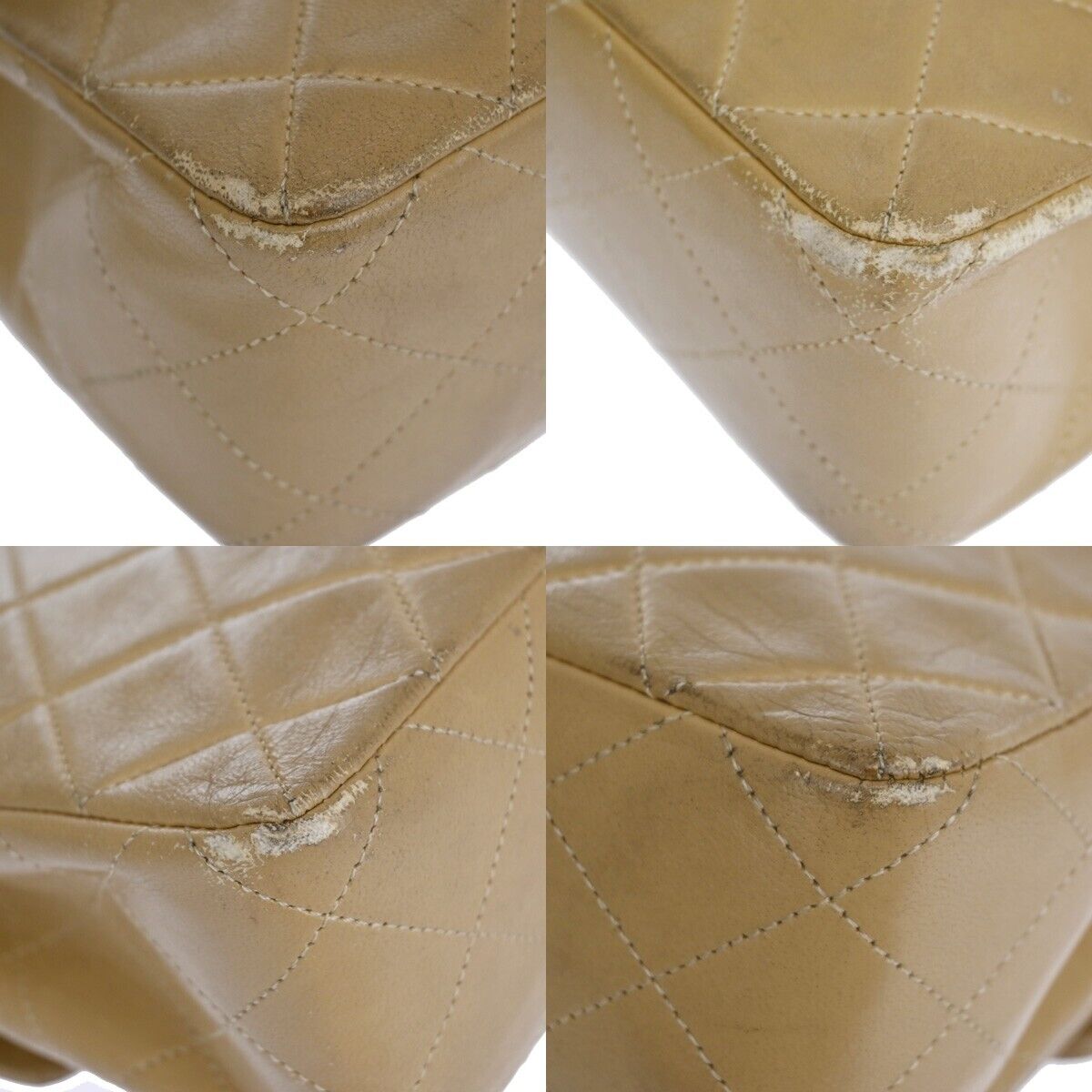 CHANEL CC Mini Matelasse Chain Shoulder Bag Leather Beige GHW Vintage 361RJ241