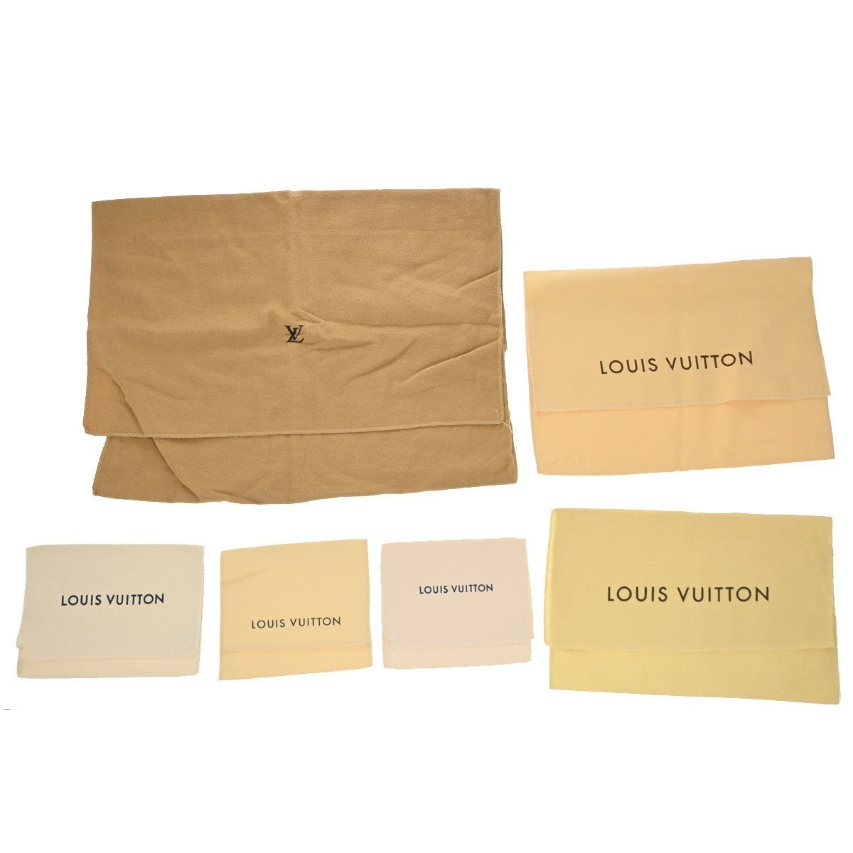 LOUIS VUITTON Logo 10 Set Dust Bag Drawstring Canvas Cotton Beige Brown 09KP301